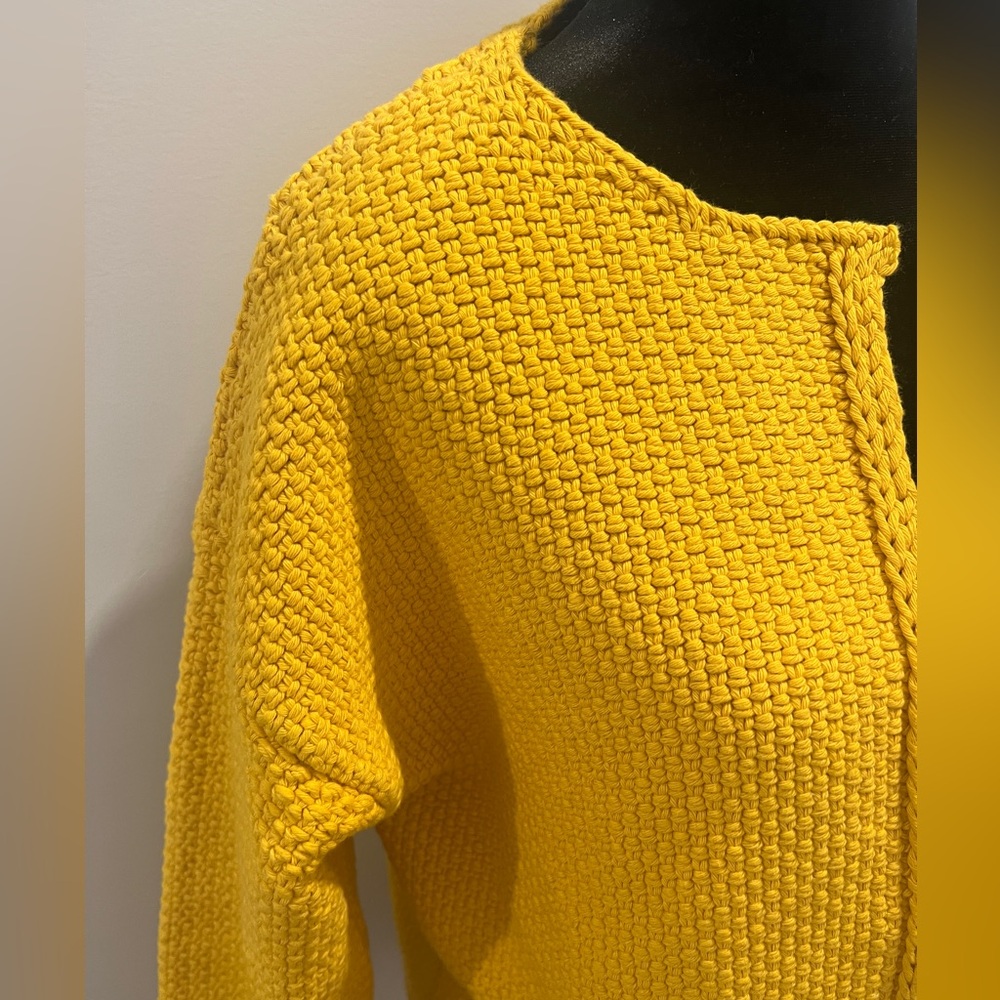 Babaa‎ 100% Spanish Cotton Yellow Knit Sweater Designer - Picture 2 of 12